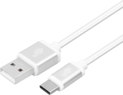Kabel USB-A na USB-C 2 m, srebrny w oplocie