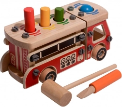 Drewniany strażacki zestaw konstrukcyjny z młotkiem LUCY & LEO