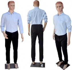 Manekin męski pełnopostaciowy ze stabilną metalową podstawą, wysokość 187 cm