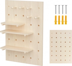drewniany organizer ścienny pegboard 40 × 60 cm, jasne drewno, 20 kg – Maclean