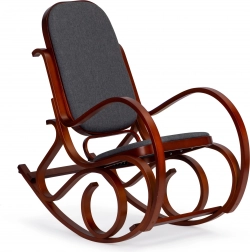 Fotel bujany ModernHome z drewnianymi płozami i miękką tapicerką