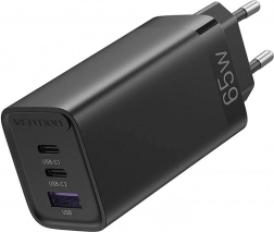 Vention GaN ładowarka sieciowa 65 W z 2× USB‑C i 1× USB‑A (czarna)