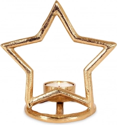 Gwiezdny świecznik na tealighty, złote aluminium 15,5 cm