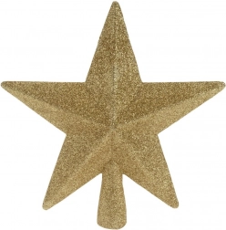 Złota nietłukąca się gwiazda na czubek choinki 19 cm