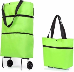 Ag392 składana torba na kółkach zielona