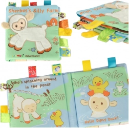 Dziecięca książka sensoryczna z owieczką i etykietami