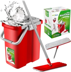 Płaski mop z wiadrem i wyżymaczem GreenBlue MaxiClean, 2× nakładki z mikrofibry