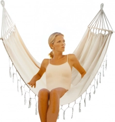 Ogrodowy boho hamak dla dwóch osób 200 × 150 cm z frędzlami