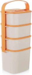 Plastowy pojemnik obiadowy 4‑poziomowy, 2 l + 3× 1,15 l