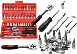 Zestaw kluczy nasadowych 1/4" - 46 części w walizce