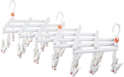 Składany suszak na pranie z klamerkami, 29 klipsów, biały