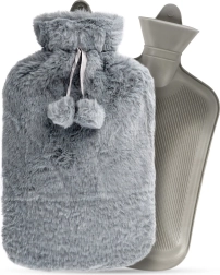 Termofor z szarym pluszowym pokrowcem 2 l