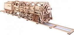 Mechaniczne drewniane puzzle UGEARS - Lokomotywa parowa z tendrem