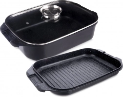 Granitowa rzymska brytfanna z pokrywą 3w1 GRANDE 41 × 26 × 15 cm, 7 l