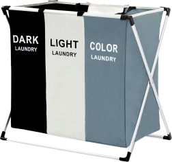 Kosz na pranie z trzema przegródkami i organizerem 135L