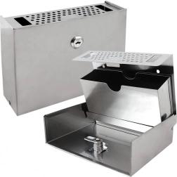 Nawierzchniczny zewnętrzny popielniczka ze stali nierdzewnej, zamykana, kompaktowa, srebrna