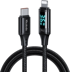 Mcdodo kabel USB‑C na Lightning 36 W z wyświetlaczem LED 1,2 m czarny
