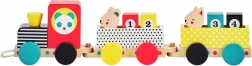 Drewniany pociąg do ciągnięcia z numerami i zwierzątkami PETIT COLLAGE