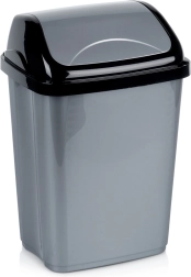 Plastikowy kosz na śmieci 10 l, szary z uchylną pokrywą