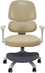 Ergonomiczne obrotowe krzesło dziecięce do biurka z podnóżkiem, beżowe