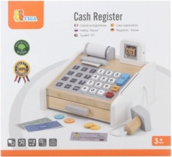 VIGA drewniana kasa szaro-biała