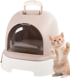 Zamknięta kocia toaleta z wysuwaną kuwetą i filtrem