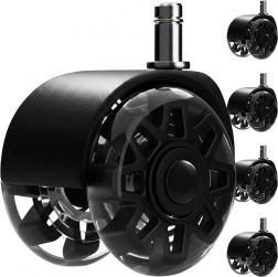 Kółka do krzesła biurowego 2,5" RUHHY, czarne, zestaw 5 szt.