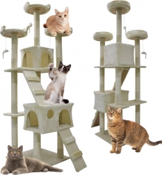 Wysokie drzewko dla kota 170 cm z sizalem, domkami, legowiskami i zabawkami