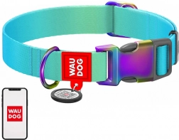 Nylonowa obroża dla psów z kodem QR WAUDOG, niebieska
