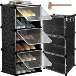 Modułowa szafka na buty z 6 poziomami z drzwiczkami i wieszakiem