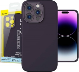 Baseus silikonowe etui do iPhone 14 Pro z hartowanym szkłem i zestawem czyszczącym