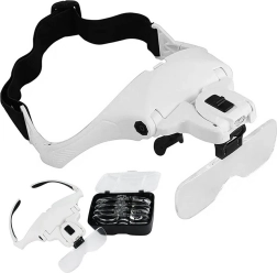 Czołowa lupa z oświetleniem LED, 5 wymiennych soczewek