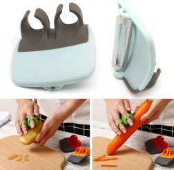 Skrobak do warzyw i owoców z uchwytami na palce - czarny i niebieski
