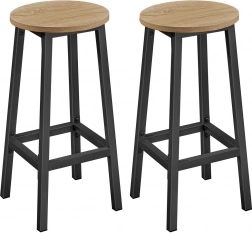 Okrągłe stołki barowe zestaw 2 szt. – 65 cm wysoki stołek kuchenny z podnóżkiem