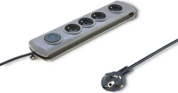 Przedłużacz przeciwprzepięciowy Quick Switch, 4 gniazda, 1,5 m, szary