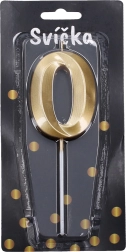 Imprezowa świeczka Złota cyfra 0