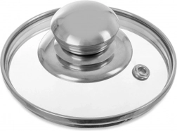 Szklana pokrywka 10 cm z nierdzewną obręczą i uchwytem