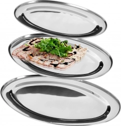 Stalowe owalne tace do serwowania, zestaw 3 szt.