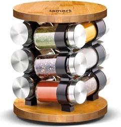 Zestaw szklanych pojemników na przyprawy LT7051 12 szt. pojemników + stojak