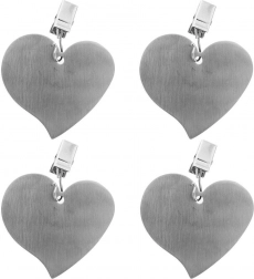 Stalowe klipsy do obrusu w kształcie serca, zestaw 4 szt.