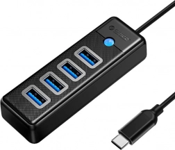 Orico hub USB‑C na 4× USB 3.0, 5 Gbps, 0,15 m, czarny