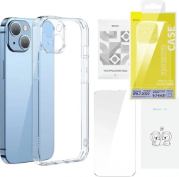 Baseus SuperCeramic przezroczyste szklane etui i zestaw szkła hartowanego do iPhone 14 – Plus