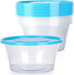 Zestaw okrągłych pojemników na żywność z pokrywką 650 ml, 10 szt.