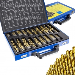Zestaw kobaltowych wierteł 1–10 mm z powłoką tytanową, 230 szt. w metalowej walizce