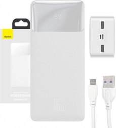 powerbank Baseus Bipow 30000 mAh, 15 W, biały