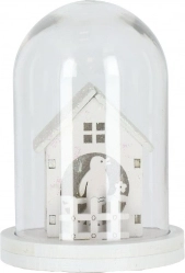 Świąteczny domek LED w szkle - biały