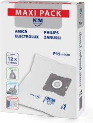 Syntetyczne worki do odkurzacza P15/Maxi – 12 szt. + 2 filtry