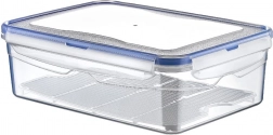 Plastowy pojemnik na żywność z pokrywką i uszczelką z ociekową kratką 2,6 l