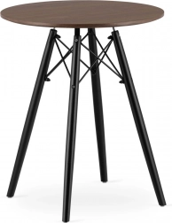 Nowoczesny skandynawski stolik kawowy z okrągłym brązowym blatem