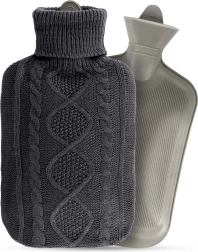 Termofor z szarym, dzianym pokrowcem 2 l
